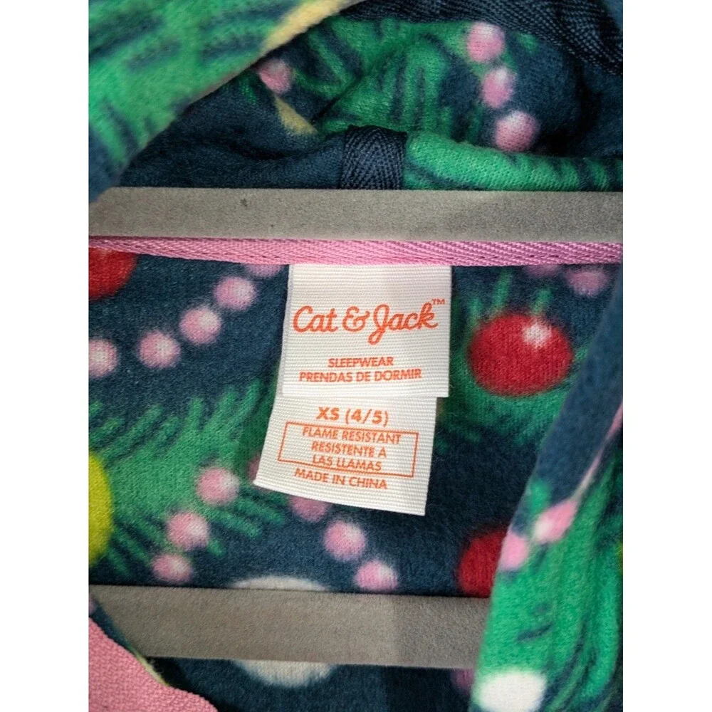 Youth Girl's Cat & Jack Hooded Christmas Pajamas - Size XS (4-5)